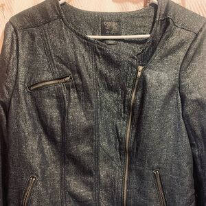 Guess Women's Metallic Black Denim Jacket